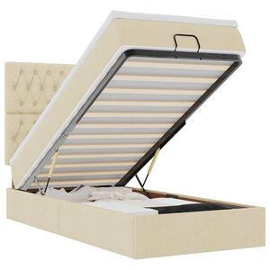 vidaXL Cadre de lit ottoman avec matelas cr&egrave;me 80x200 cm tissu
