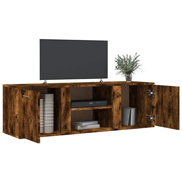 vidaXL Meuble TV ch&ecirc;ne fum&eacute; 120x34x37 cm bois d'ing&eacute;nierie