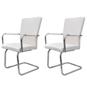 vidaXL Chaises à manger cantilever lot de 2 blanc similicuir