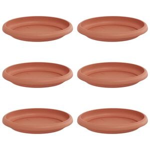 vidaXL Plateau &agrave; fleurs rond 6 pc Rouge brique &Oslash; 14 x 2 cm Plastique
