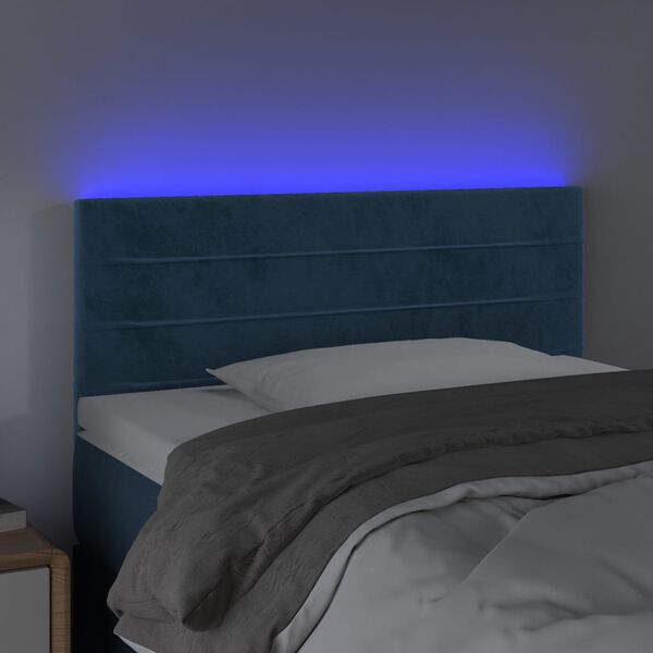 vidaXL T&ecirc;te de lit &agrave; LED Bleu fonc&eacute; 80x5x78/88 cm Velours