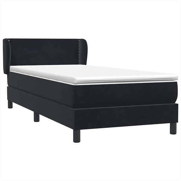 vidaXL Sommier &agrave; lattes de lit avec matelas noir 100x220 cm velours
