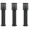 vidaXL Lampadaires d'ext&eacute;rieur 3 pcs noir 60 cm acier inoxydable