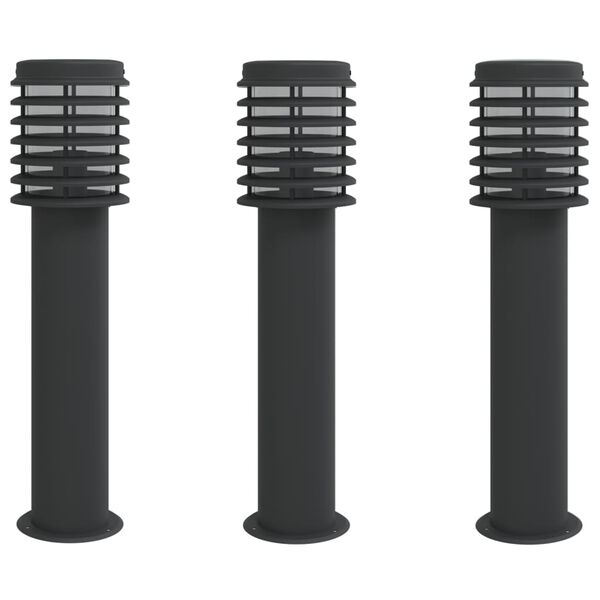 vidaXL Lampadaires d'ext&eacute;rieur 3 pcs noir 60 cm acier inoxydable