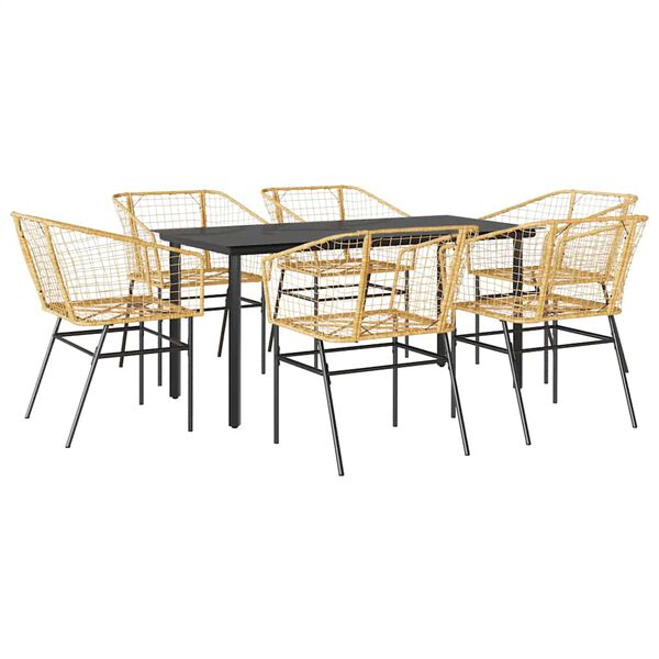 vidaXL Ensemble &agrave; manger jardin 7pcs marron rpoly otin verre