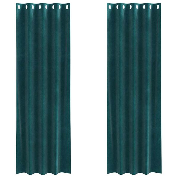vidaXL Rideaux occultants 2 pcs Vert foncé 140 x 225 cm Velours