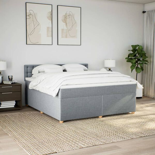 vidaXL Sommier &agrave; lattes de lit avec matelas Gris clair 180x200cm Tissu