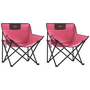 vidaXL Chaise de camping avec poche pliable lot de 2 rose
