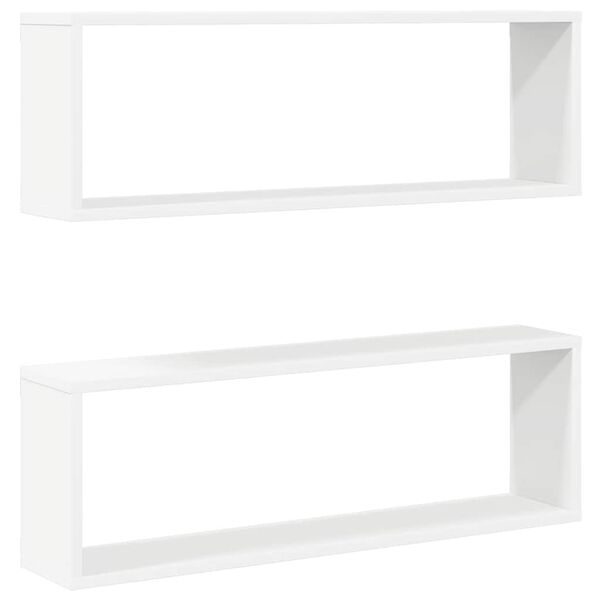 vidaXL &Eacute;tag&egrave;res cube murales 2pcs Blanc 80x15x26,5cm bois d'ing&eacute;nierie