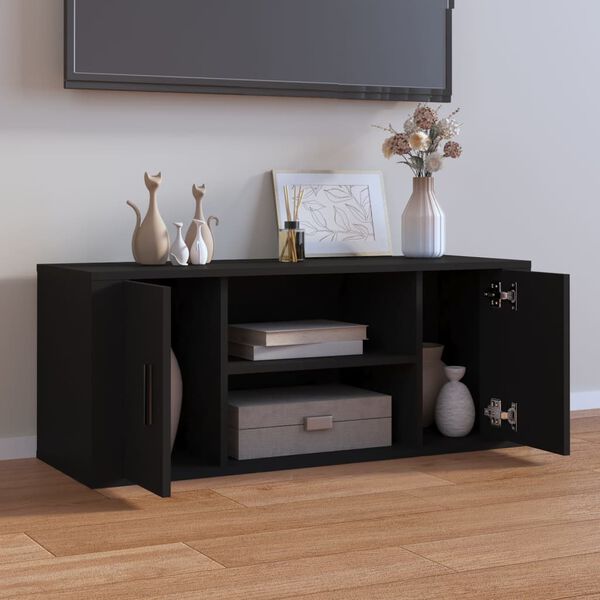 vidaXL Meuble TV Noir 100x35x40 cm Bois d'ing&eacute;nierie