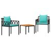 vidaXL Ensemble de meubles d'ext&eacute;rieur 3 pcs Noir et turquoise