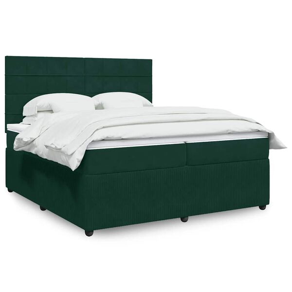 vidaXL Sommier &agrave; lattes de lit et matelas Vert fonc&eacute; 200x200cm Velours