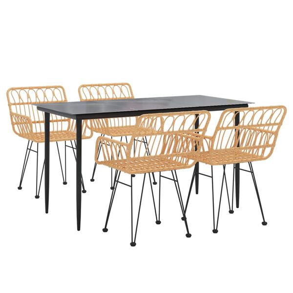 vidaXL Ensemble à manger de jardin 5pcs Résine tressée