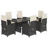 vidaXL Ensemble &agrave; manger de jardin coussins 7pcs Noir R&eacute;sine tress&eacute;e