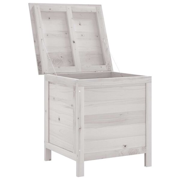 vidaXL Boîte de rangement de jardin blanc bois massif de sapin