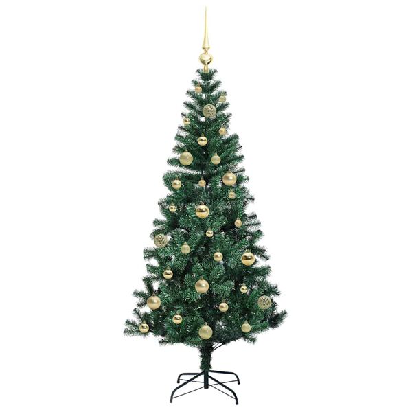 vidaXL Sapin de No&euml;l artificiel pr&eacute;-&eacute;clair&eacute; Vert 150 cm PVC et m&eacute;tal
