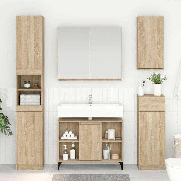 vidaXL Armoire d'&eacute;vier avec &eacute;tag&egrave;re Ch&ecirc;ne Sonoma 80 x 33 x 60 cm