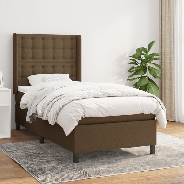 vidaXL Sommier &agrave; lattes de lit avec matelas Marron fonc&eacute; 100x200 cm