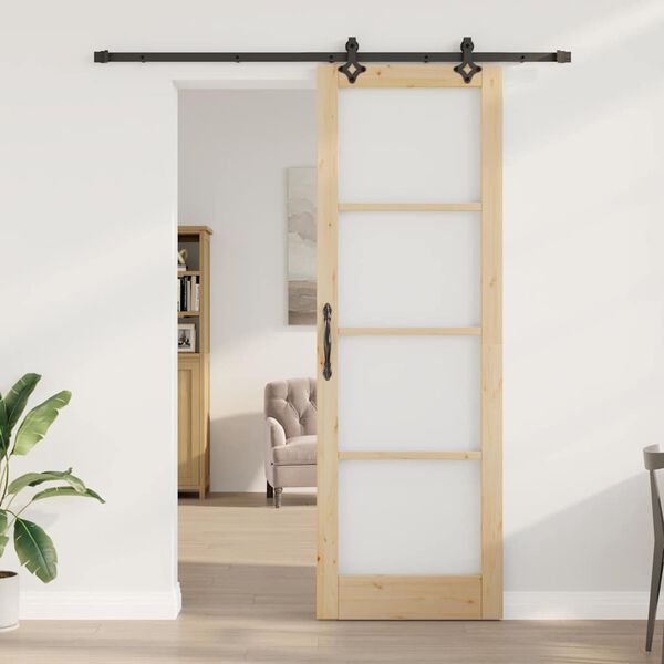 vidaXL Porte coulissante ORKDAL Naturel et Noir 78 x 232 cm
