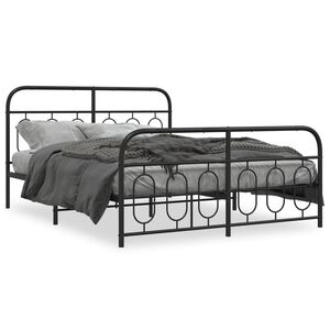 vidaXL Cadre de lit m&eacute;tal sans matelas avec pied de lit noir 140x200cm