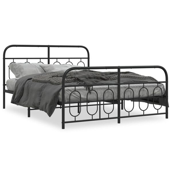 vidaXL Cadre de lit métal sans matelas avec pied de lit noir 140x200cm
