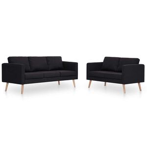 vidaXL Ensemble de canap&eacute; 2 pcs tissu noir
