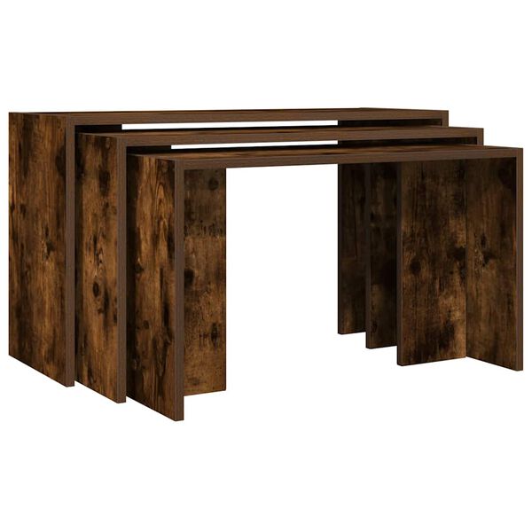 vidaXL Tables gigognes 3 pcs ch&ecirc;ne fum&eacute; bois d'ing&eacute;nierie