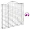 vidaXL Paniers &agrave; gabions arqu&eacute;s 5 pcs 200x30x180/200 cm Fer galvanis&eacute;