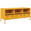 vidaXL Meuble TV jaune moutarde 101,5x39x43,5 cm acier lamin&eacute; &agrave; froid