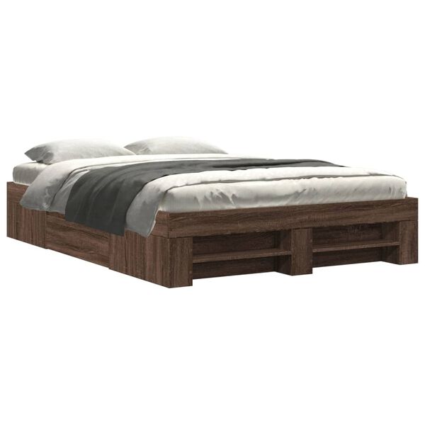 vidaXL Cadre de lit sans matelas ch&ecirc;ne marron 135x190 cm