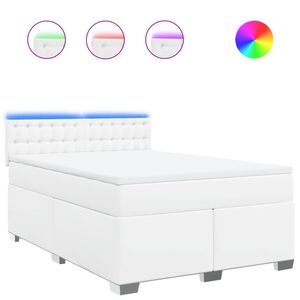 vidaXL Sommier &agrave; lattes de lit avec matelas Blanc 140x190cm Similicuir