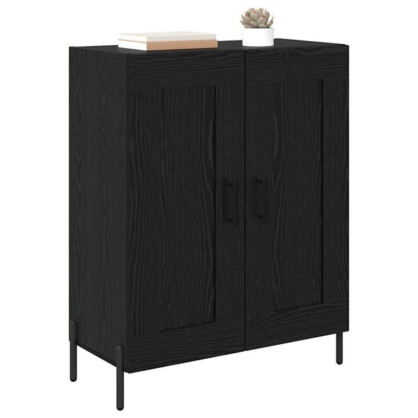 vidaXL Buffet Ch&ecirc;ne noir 69,5 x 34 x 90 cm Bois d'ing&eacute;nierie et fer