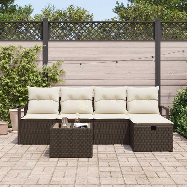 vidaXL Ensemble de canapé de jardin 6 pcs Marron Poly rotin