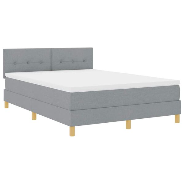 vidaXL Lit boxspring avec matelas Gris clair 140 x 200 cm tissu