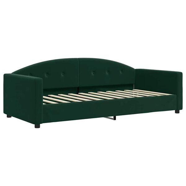 vidaXL Lit de repos sans matelas vert fonc&eacute; 90x200 cm velours
