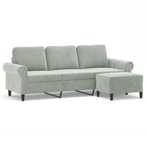vidaXL Canap&eacute; &agrave; 3 places avec repose-pieds Gris fonc&eacute; 180 cm Velours