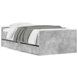 vidaXL Cadre de lit avec tiroirs sans matelas gris b&eacute;ton 100x200 cm