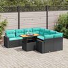 vidaXL Salon de jardin 9 pcs avec coussins noir r&eacute;sine tress&eacute;e