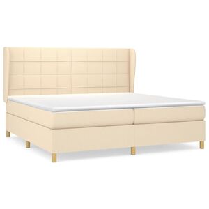 vidaXL Sommier &agrave; lattes de lit avec matelas Cr&egrave;me 200x200 cm Tissu