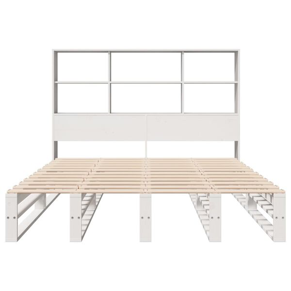 vidaXL Lit biblioth&egrave;que sans matelas blanc 120x200 cm bois massif