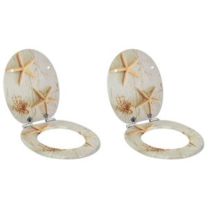 vidaXL Si&egrave;ges WC lot de 2 MDF et couvercle &agrave; fermeture en douceur