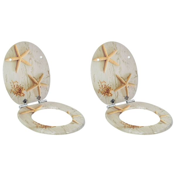 vidaXL Si&egrave;ge de toilette 2 pcs Jaune et blanc 44 x 38 cm Panneau MDF