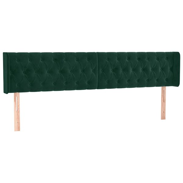 vidaXL T&ecirc;te de lit avec oreilles Vert fonc&eacute; 203x16x78/88 cm Velours