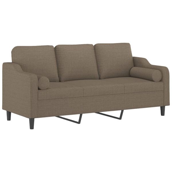 vidaXL Canap&eacute; 3 places et oreillers et coussins Taupe 180 cm Tissu
