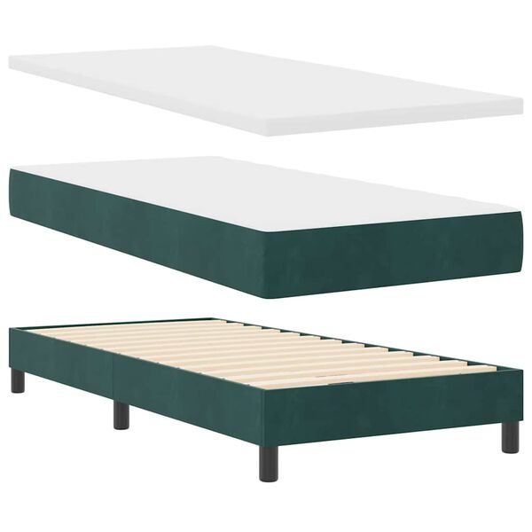 vidaXL Lit &agrave; ressorts avec matelas Vert fonc&eacute; 200 x 100 cm Polyester