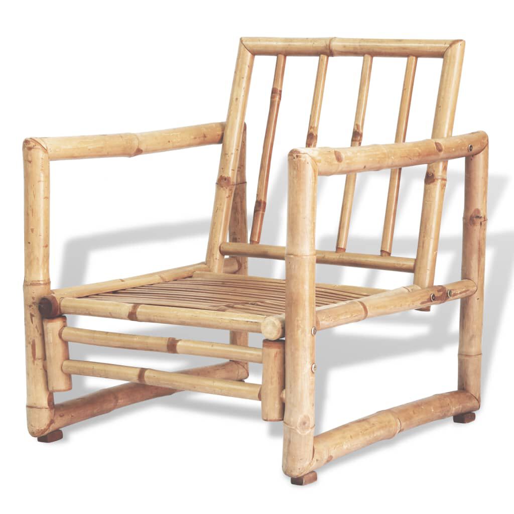 Salon De Jardin En Bambou 2 Places Avec Coussins Taupe - Canapé, Table Basse, Modulable - 1