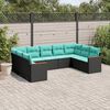 vidaXL Salon de jardin 9 pcs avec coussins noir r&eacute;sine tress&eacute;e