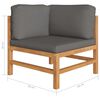 vidaXL Salon de jardin 7 pcs avec coussins gris bois de teck solide