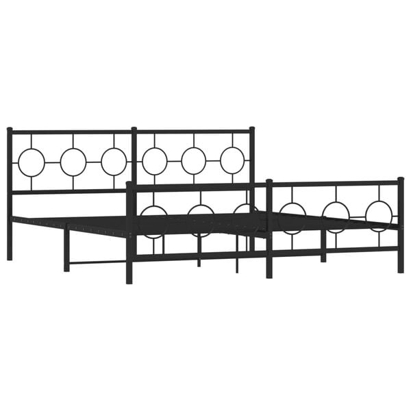 vidaXL Cadre de lit m&eacute;tal sans matelas avec pied de lit noir 183x213cm