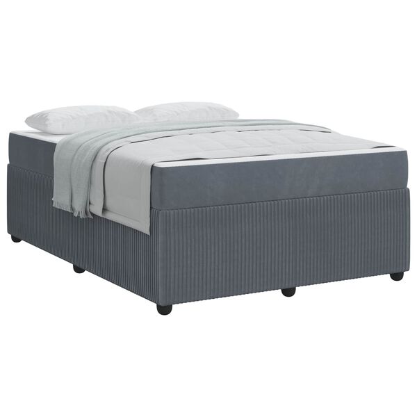vidaXL Cadre de lit avec matelas Gris fonc&eacute; 140 x 200 cm tissu